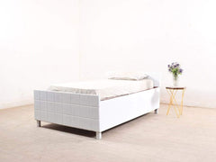 Valor Mini Queen Size Bed With Box Storage In White Finish