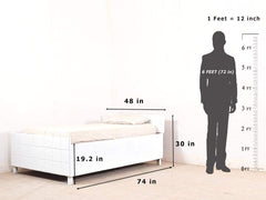 Valor Mini Queen Size Bed With Box Storage In White Finish