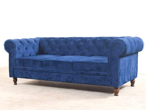 Winchester Three Seater Sofa In  Blue Fabric
