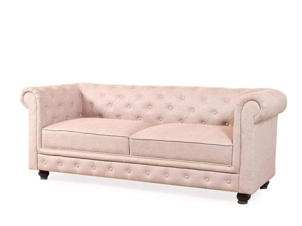 Winchester Three Seater Sofa In Luxe Beige Suede Fabric
