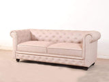 Winchester Three Seater Sofa In Luxe Beige Suede Fabric
