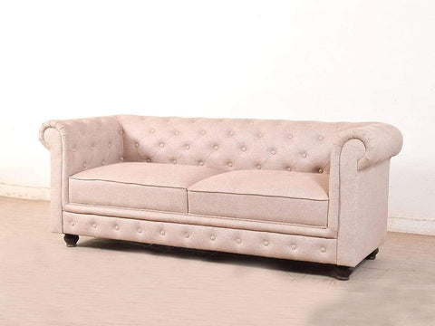 Winchester Three Seater Sofa In Luxe Beige Suede Fabric