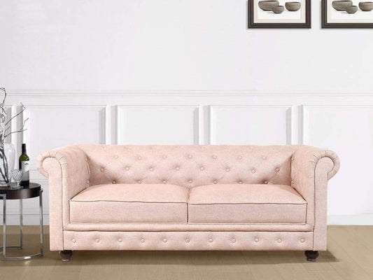 Winchester Three Seater Sofa In Luxe Beige Suede Fabric