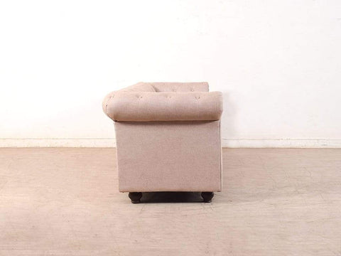 Winchester Three Seater Sofa In Luxe Beige Suede Fabric