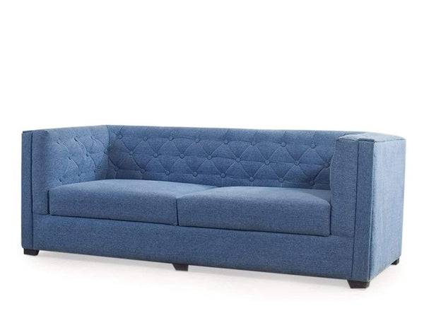 Windsor 3 Seater Sofa Set In Premium Blue Cotton Fabric