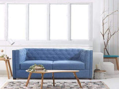 Windsor 3 Seater Sofa Set In Premium Blue Casa Bonita Fabric GMC Standard Sofa FN-GMC-005754