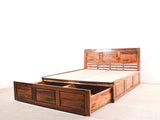 Yuko King Size Bed With Pull Out Drawer Storage In Teak Finish
