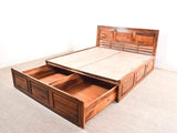 Yuko King Size Bed With Pull Out Drawer Storage In Teak Finish