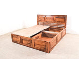 Yuko King Size Bed With Pull Out Drawer Storage In Teak Finish