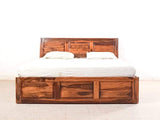 Yuko King Size Bed With Pull Out Drawer Storage In Teak Finish
